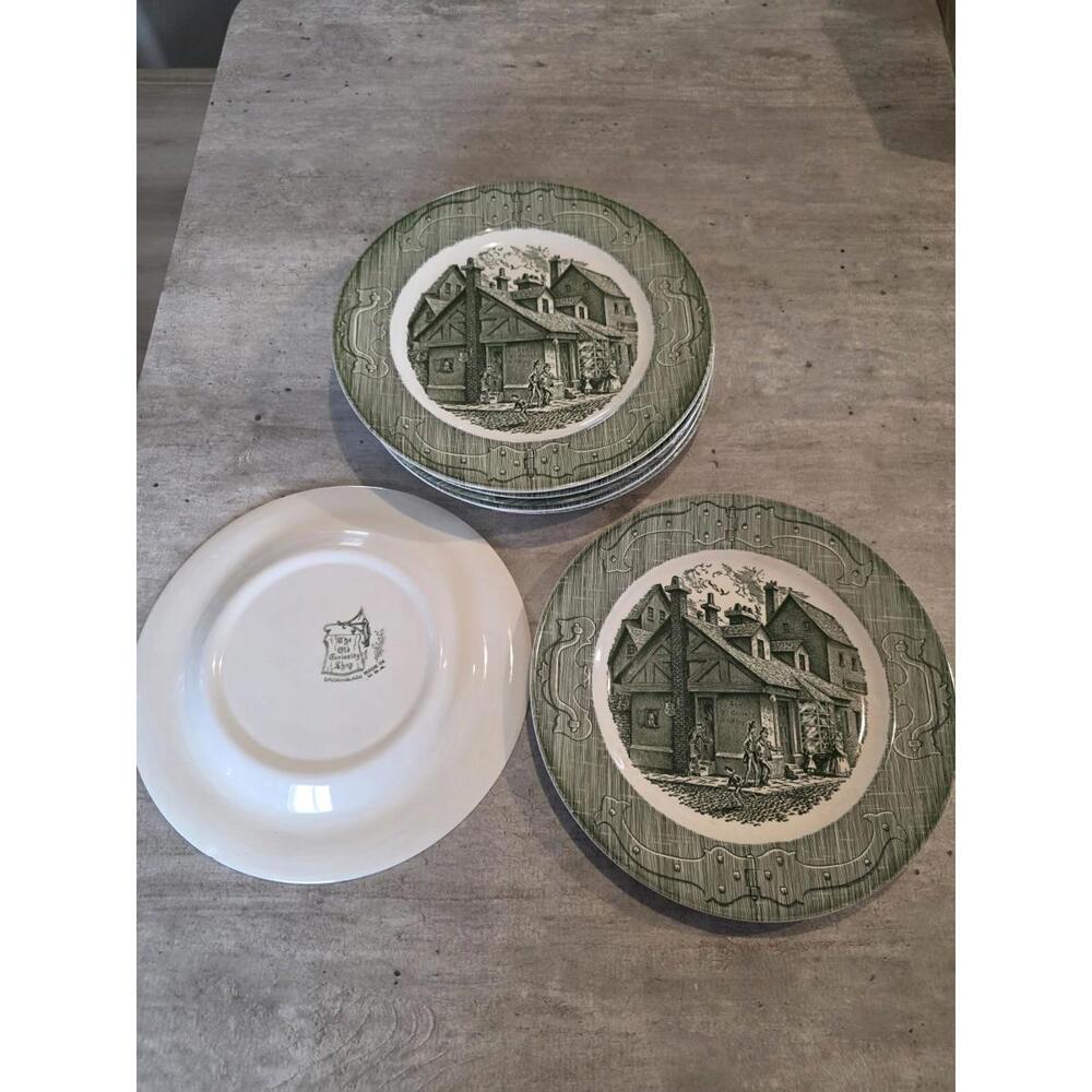 The Old Curiosity Shop 1950's Vintage 10" Dinner Plates Set of 8